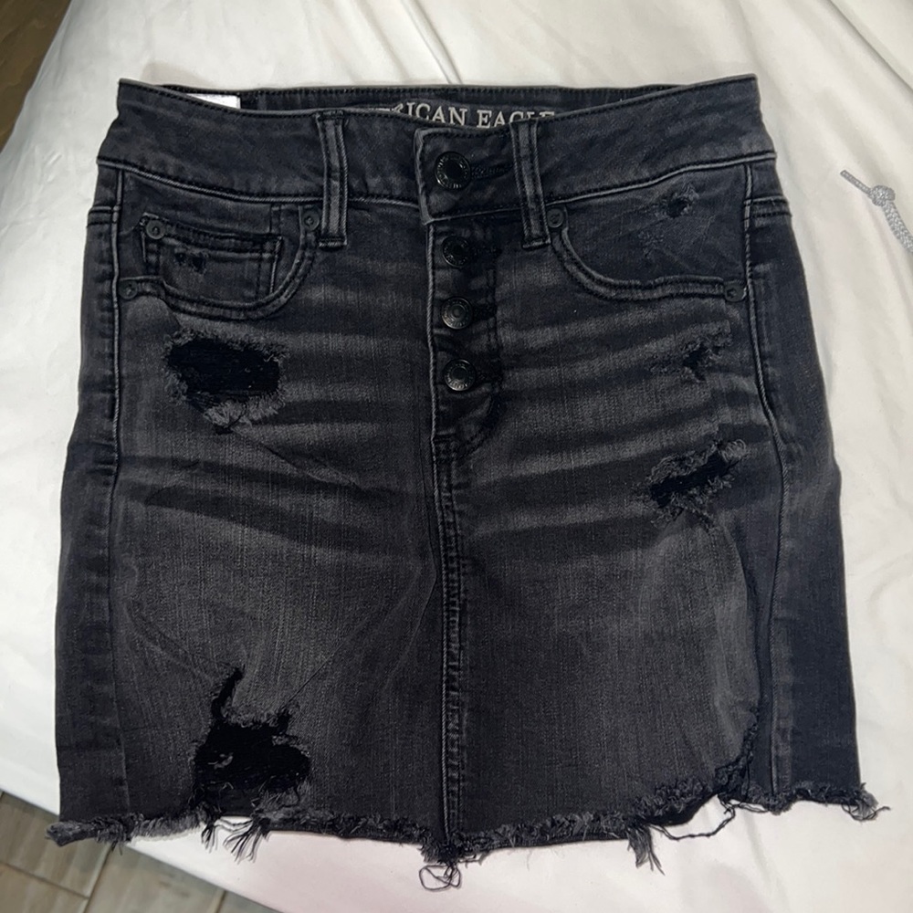 American Eagle Black Washed High Waisted Skirt